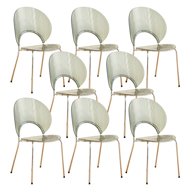 Nordic Metal Side Chair Low Back Armless Chair for Patio Use Smoke Gray 8 Piece Set Clearhalo 'Dining Chairs' 'Dining Tables & Seating' 'dining_chair' 'furn' 'furn_dining_chair' 'Furniture' 'Kitchen & Dining Furniture' 6911218