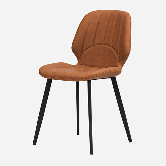 Nordic Metal Side Chair Wingback Armless Chair with Black Legs