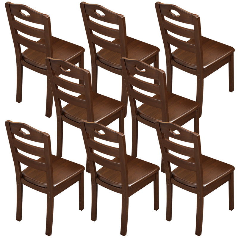 Solid Wood Dining Chair Industrial Style Ladder Back Armless Chair