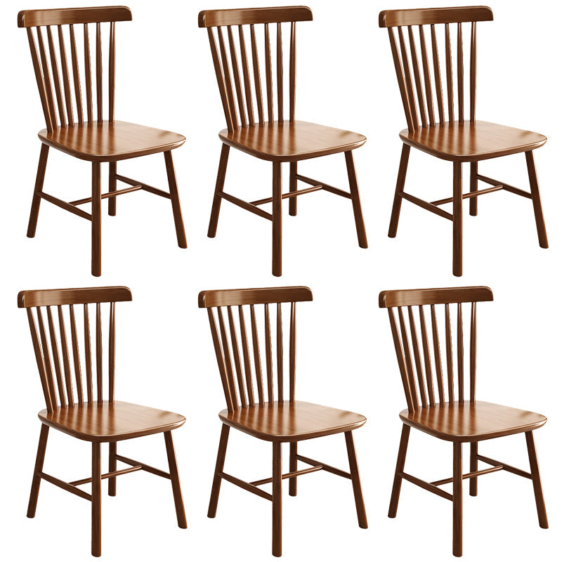 Solid Wood Dining Chair Industrial Style Windsor Back Side Chair Nut-Brown 6 Piece Set Clearhalo 'Dining Chairs' 'Dining Tables & Seating' 'dining_chair' 'furn' 'furn_dining_chair' 'Furniture' 'Kitchen & Dining Furniture' 6911347
