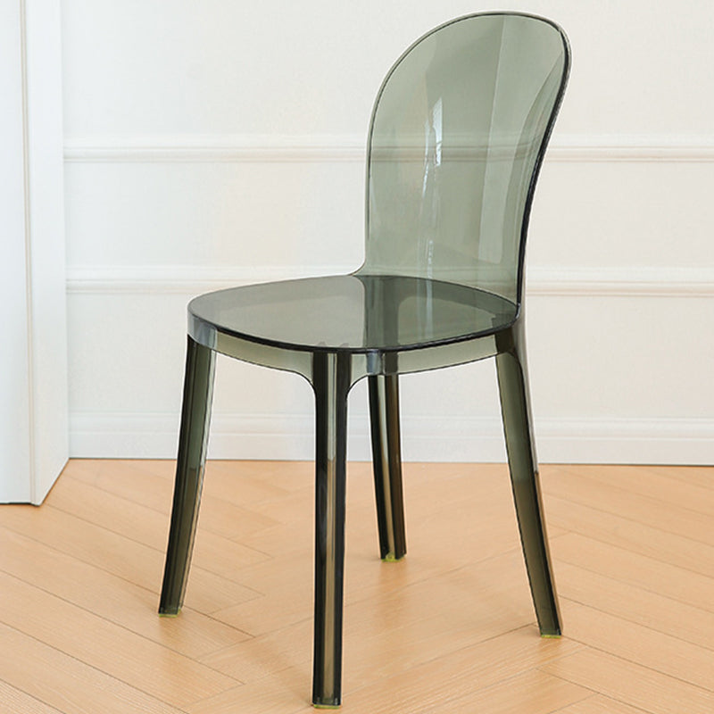 Modern Plastic Side Chair Modern Low Back Armless Chair for Dining Room Smoke Gray Non-Upholstered Chair(s) 1 Piece Clearhalo 'Dining Chairs' 'Dining Tables & Seating' 'dining_chair' 'furn' 'furn_dining_chair' 'Furniture' 'Kitchen & Dining Furniture' 6911355