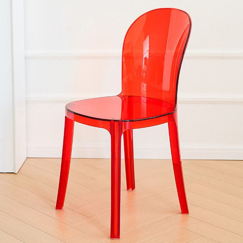 Modern Plastic Side Chair Modern Low Back Armless Chair for Dining Room Red Non-Upholstered Chair(s) 1 Piece Clearhalo 'Dining Chairs' 'Dining Tables & Seating' 'dining_chair' 'furn' 'furn_dining_chair' 'Furniture' 'Kitchen & Dining Furniture' 6911358
