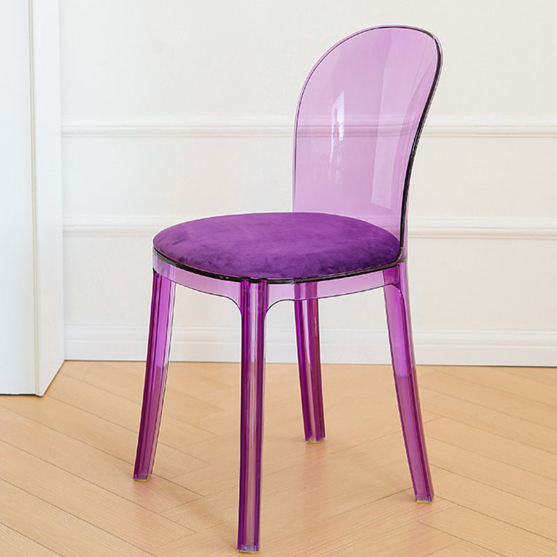 Modern Plastic Side Chair Modern Low Back Armless Chair for Dining Room Purple Upholstered Chair(s) 1 Piece Clearhalo 'Dining Chairs' 'Dining Tables & Seating' 'dining_chair' 'furn' 'furn_dining_chair' 'Furniture' 'Kitchen & Dining Furniture' 6911361