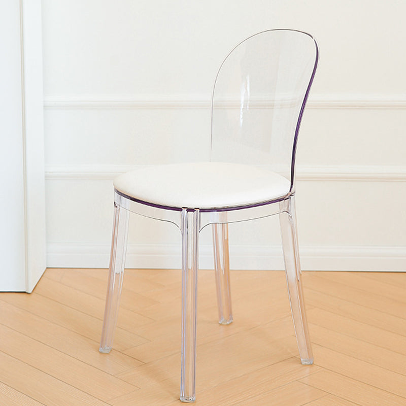 Modern Plastic Side Chair Modern Low Back Armless Chair for Dining Room Clear Upholstered Chair(s) 1 Piece Clearhalo 'Dining Chairs' 'Dining Tables & Seating' 'dining_chair' 'furn' 'furn_dining_chair' 'Furniture' 'Kitchen & Dining Furniture' 6911363