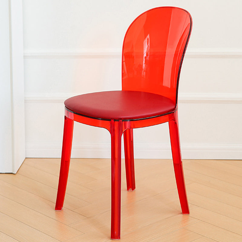Modern Plastic Side Chair Modern Low Back Armless Chair for Dining Room Red Upholstered Chair(s) 1 Piece Clearhalo 'Dining Chairs' 'Dining Tables & Seating' 'dining_chair' 'furn' 'furn_dining_chair' 'Furniture' 'Kitchen & Dining Furniture' 6911365