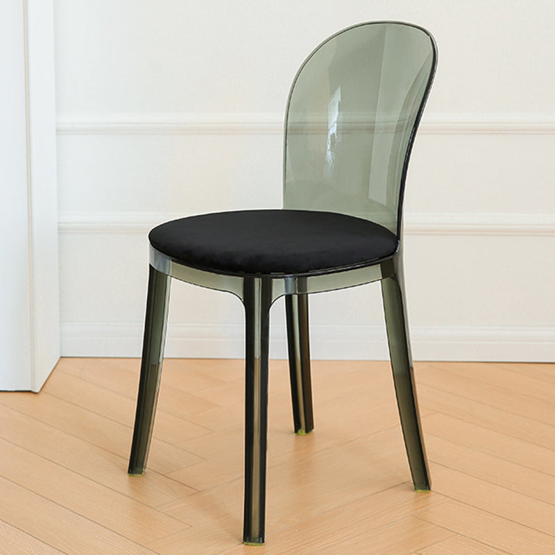 Modern Plastic Side Chair Modern Low Back Armless Chair for Dining Room Smoke Gray Upholstered Chair(s) 1 Piece Clearhalo 'Dining Chairs' 'Dining Tables & Seating' 'dining_chair' 'furn' 'furn_dining_chair' 'Furniture' 'Kitchen & Dining Furniture' 6911367