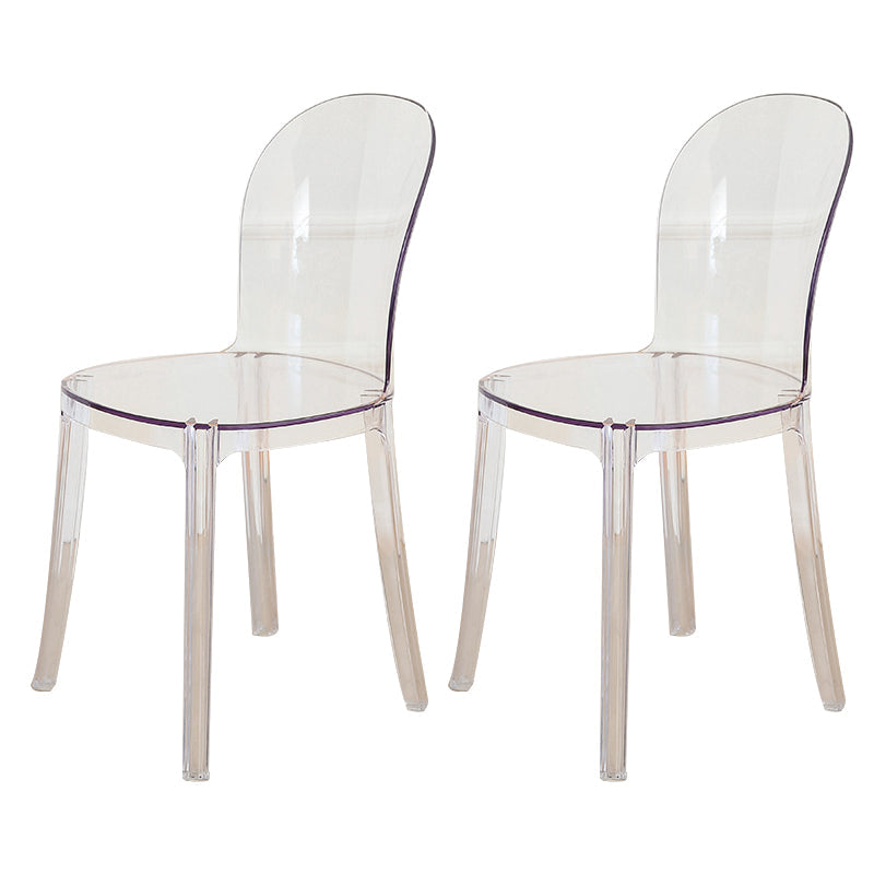 Modern Plastic Side Chair Modern Low Back Armless Chair for Dining Room Clear Non-Upholstered Chair(s) 2 Piece Set Clearhalo 'Dining Chairs' 'Dining Tables & Seating' 'dining_chair' 'furn' 'furn_dining_chair' 'Furniture' 'Kitchen & Dining Furniture' 6911369