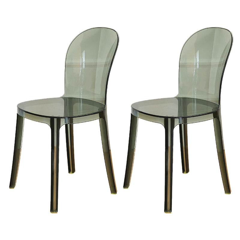 Modern Plastic Side Chair Modern Low Back Armless Chair for Dining Room Smoke Gray Non-Upholstered Chair(s) 2 Piece Set Clearhalo 'Dining Chairs' 'Dining Tables & Seating' 'dining_chair' 'furn' 'furn_dining_chair' 'Furniture' 'Kitchen & Dining Furniture' 6911372