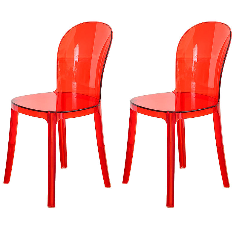 Modern Plastic Side Chair Modern Low Back Armless Chair for Dining Room Red Non-Upholstered Chair(s) 2 Piece Set Clearhalo 'Dining Chairs' 'Dining Tables & Seating' 'dining_chair' 'furn' 'furn_dining_chair' 'Furniture' 'Kitchen & Dining Furniture' 6911373
