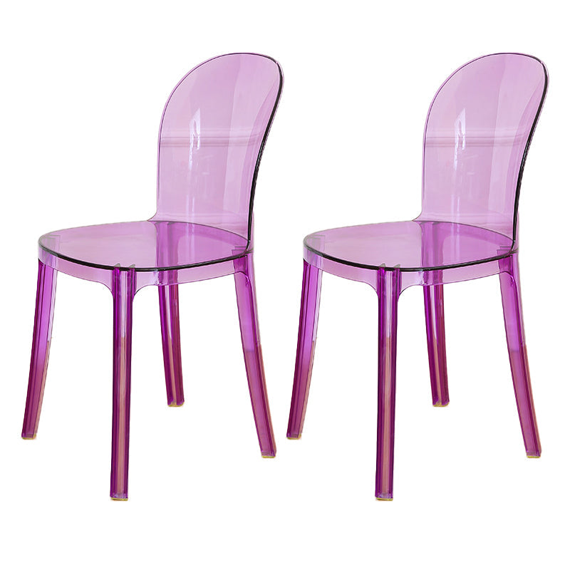 Modern Plastic Side Chair Modern Low Back Armless Chair for Dining Room Purple Non-Upholstered Chair(s) 2 Piece Set Clearhalo 'Dining Chairs' 'Dining Tables & Seating' 'dining_chair' 'furn' 'furn_dining_chair' 'Furniture' 'Kitchen & Dining Furniture' 6911374
