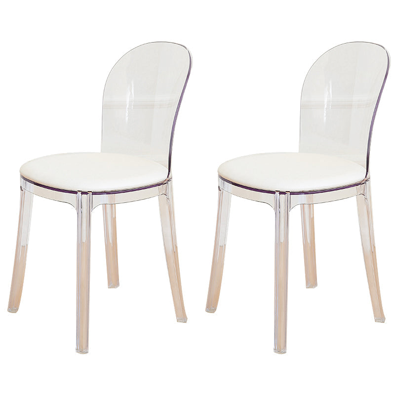 Modern Plastic Side Chair Modern Low Back Armless Chair for Dining Room Clear Upholstered Chair(s) 2 Piece Set Clearhalo 'Dining Chairs' 'Dining Tables & Seating' 'dining_chair' 'furn' 'furn_dining_chair' 'Furniture' 'Kitchen & Dining Furniture' 6911376