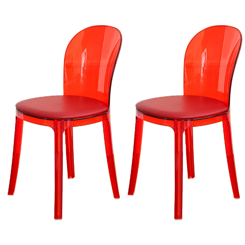 Modern Plastic Side Chair Modern Low Back Armless Chair for Dining Room Red Upholstered Chair(s) 2 Piece Set Clearhalo 'Dining Chairs' 'Dining Tables & Seating' 'dining_chair' 'furn' 'furn_dining_chair' 'Furniture' 'Kitchen & Dining Furniture' 6911377