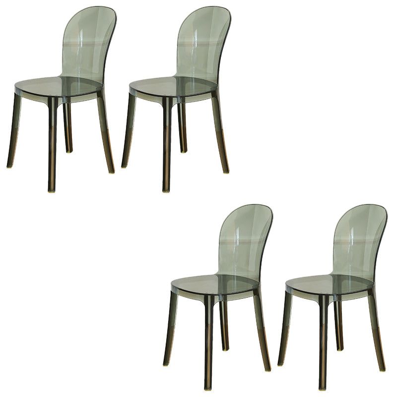 Modern Plastic Side Chair Modern Low Back Armless Chair for Dining Room Smoke Gray Non-Upholstered Chair(s) 4 Piece Set Clearhalo 'Dining Chairs' 'Dining Tables & Seating' 'dining_chair' 'furn' 'furn_dining_chair' 'Furniture' 'Kitchen & Dining Furniture' 6911380