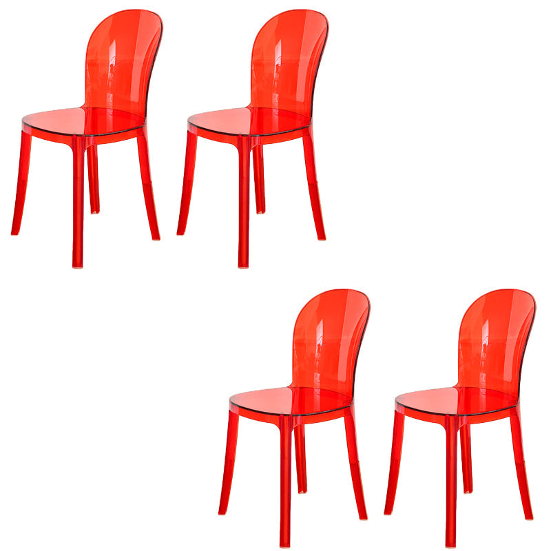 Modern Plastic Side Chair Modern Low Back Armless Chair for Dining Room Red Non-Upholstered Chair(s) 4 Piece Set Clearhalo 'Dining Chairs' 'Dining Tables & Seating' 'dining_chair' 'furn' 'furn_dining_chair' 'Furniture' 'Kitchen & Dining Furniture' 6911381