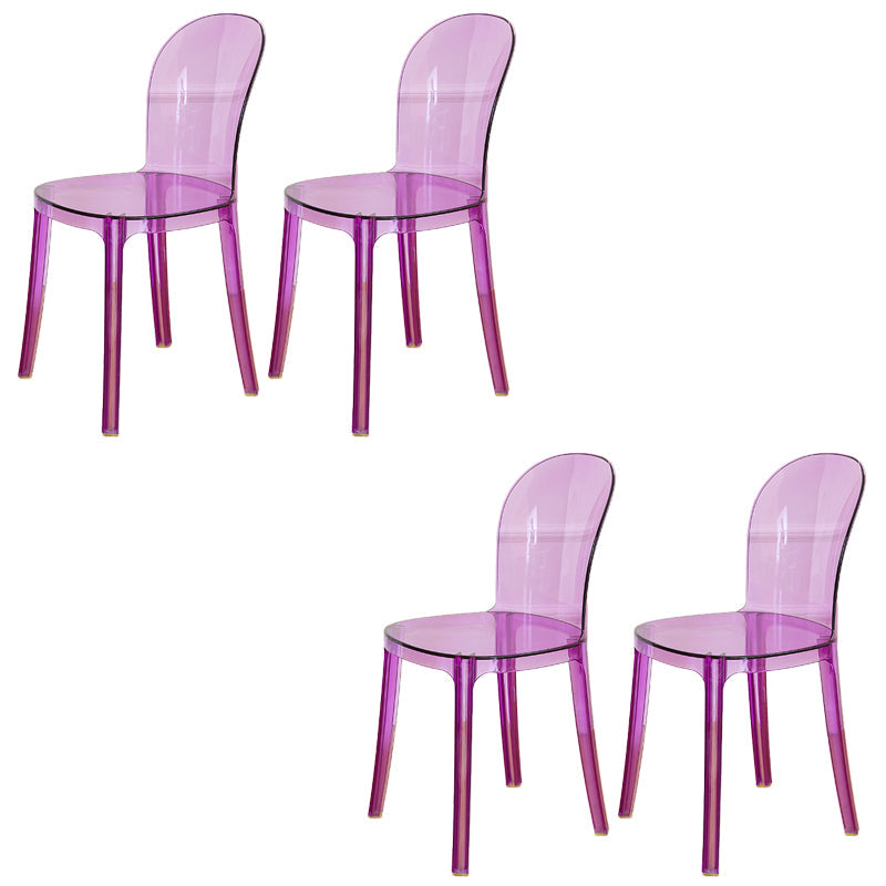 Modern Plastic Side Chair Modern Low Back Armless Chair for Dining Room Purple Non-Upholstered Chair(s) 4 Piece Set Clearhalo 'Dining Chairs' 'Dining Tables & Seating' 'dining_chair' 'furn' 'furn_dining_chair' 'Furniture' 'Kitchen & Dining Furniture' 6911382