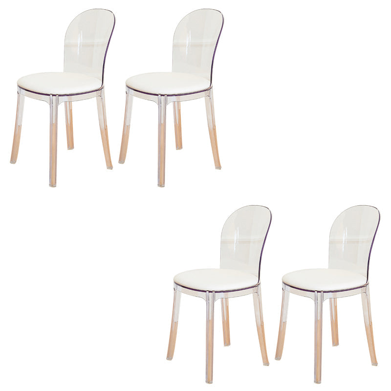 Modern Plastic Side Chair Modern Low Back Armless Chair for Dining Room Clear Upholstered Chair(s) 4 Piece Set Clearhalo 'Dining Chairs' 'Dining Tables & Seating' 'dining_chair' 'furn' 'furn_dining_chair' 'Furniture' 'Kitchen & Dining Furniture' 6911384