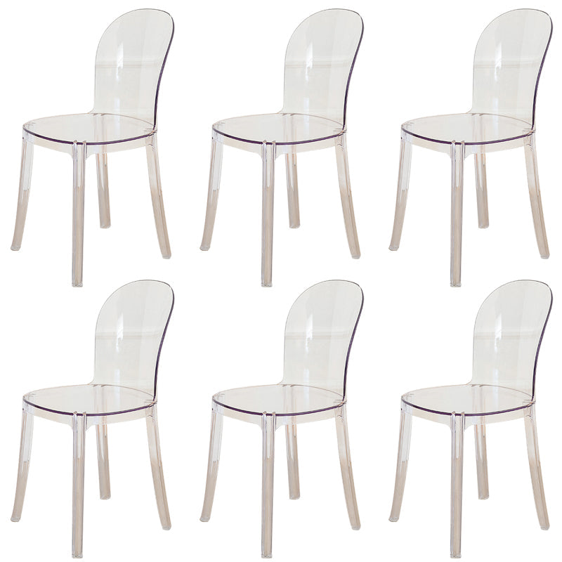 Modern Plastic Side Chair Modern Low Back Armless Chair for Dining Room Clear Non-Upholstered Chair(s) 6 Piece Set Clearhalo 'Dining Chairs' 'Dining Tables & Seating' 'dining_chair' 'furn' 'furn_dining_chair' 'Furniture' 'Kitchen & Dining Furniture' 6911387