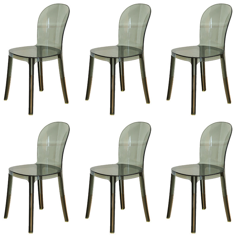 Modern Plastic Side Chair Modern Low Back Armless Chair for Dining Room Smoke Gray Non-Upholstered Chair(s) 6 Piece Set Clearhalo 'Dining Chairs' 'Dining Tables & Seating' 'dining_chair' 'furn' 'furn_dining_chair' 'Furniture' 'Kitchen & Dining Furniture' 6911388