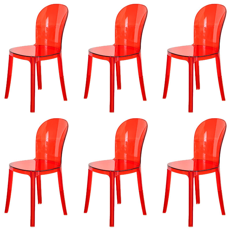 Modern Plastic Side Chair Modern Low Back Armless Chair for Dining Room Red Non-Upholstered Chair(s) 6 Piece Set Clearhalo 'Dining Chairs' 'Dining Tables & Seating' 'dining_chair' 'furn' 'furn_dining_chair' 'Furniture' 'Kitchen & Dining Furniture' 6911389