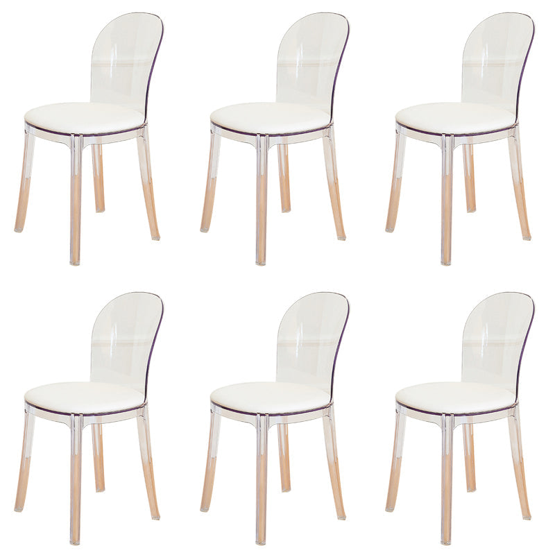 Modern Plastic Side Chair Modern Low Back Armless Chair for Dining Room Clear Upholstered Chair(s) 6 Piece Set Clearhalo 'Dining Chairs' 'Dining Tables & Seating' 'dining_chair' 'furn' 'furn_dining_chair' 'Furniture' 'Kitchen & Dining Furniture' 6911392