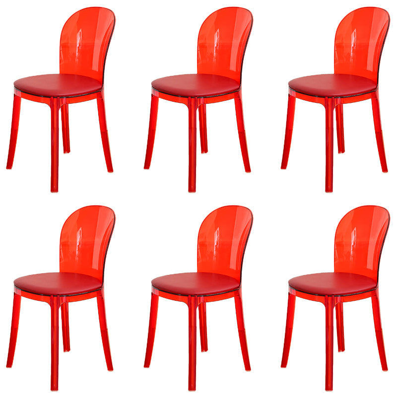 Modern Plastic Side Chair Modern Low Back Armless Chair for Dining Room Red Upholstered Chair(s) 6 Piece Set Clearhalo 'Dining Chairs' 'Dining Tables & Seating' 'dining_chair' 'furn' 'furn_dining_chair' 'Furniture' 'Kitchen & Dining Furniture' 6911393
