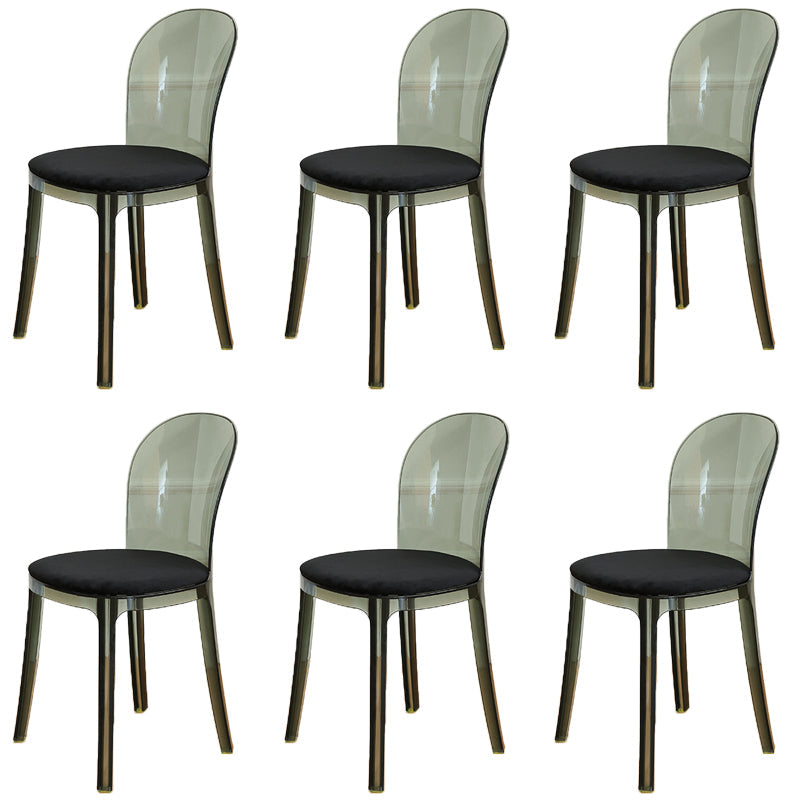 Modern Plastic Side Chair Modern Low Back Armless Chair for Dining Room Smoke Gray Upholstered Chair(s) 6 Piece Set Clearhalo 'Dining Chairs' 'Dining Tables & Seating' 'dining_chair' 'furn' 'furn_dining_chair' 'Furniture' 'Kitchen & Dining Furniture' 6911394