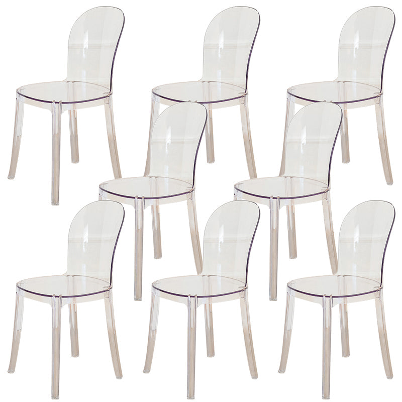 Modern Plastic Side Chair Modern Low Back Armless Chair for Dining Room Clear Non-Upholstered Chair(s) 8 Piece Set Clearhalo 'Dining Chairs' 'Dining Tables & Seating' 'dining_chair' 'furn' 'furn_dining_chair' 'Furniture' 'Kitchen & Dining Furniture' 6911395