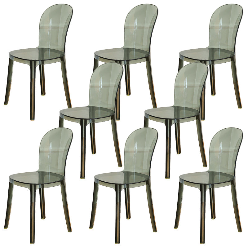 Modern Plastic Side Chair Modern Low Back Armless Chair for Dining Room Smoke Gray Non-Upholstered Chair(s) 8 Piece Set Clearhalo 'Dining Chairs' 'Dining Tables & Seating' 'dining_chair' 'furn' 'furn_dining_chair' 'Furniture' 'Kitchen & Dining Furniture' 6911396