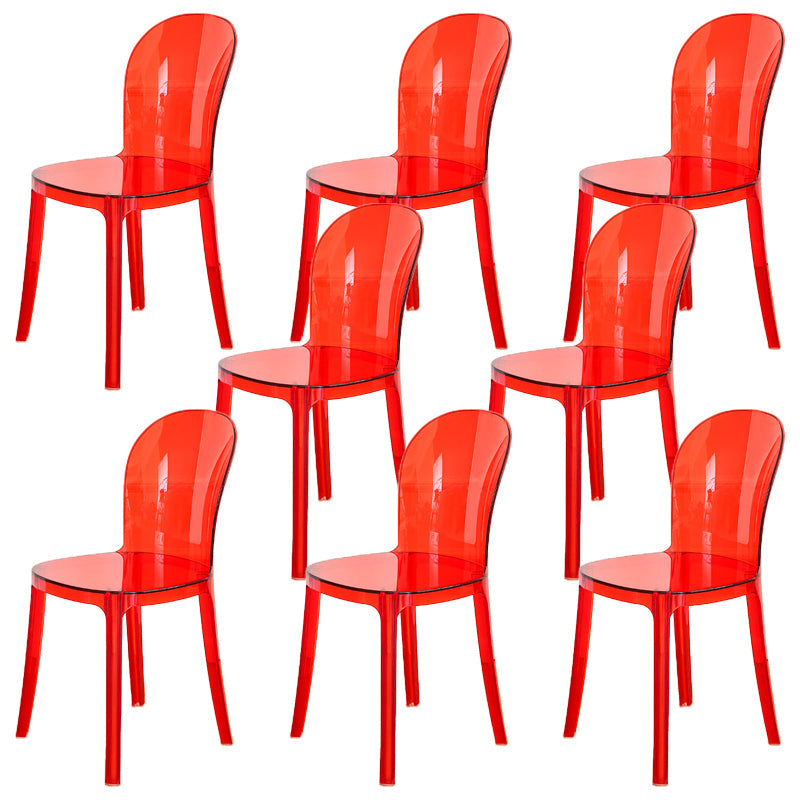 Modern Plastic Side Chair Modern Low Back Armless Chair for Dining Room Red Non-Upholstered Chair(s) 8 Piece Set Clearhalo 'Dining Chairs' 'Dining Tables & Seating' 'dining_chair' 'furn' 'furn_dining_chair' 'Furniture' 'Kitchen & Dining Furniture' 6911397