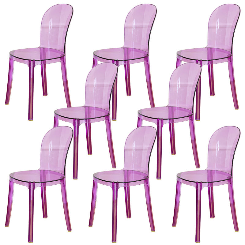 Modern Plastic Side Chair Modern Low Back Armless Chair for Dining Room Purple Non-Upholstered Chair(s) 8 Piece Set Clearhalo 'Dining Chairs' 'Dining Tables & Seating' 'dining_chair' 'furn' 'furn_dining_chair' 'Furniture' 'Kitchen & Dining Furniture' 6911398
