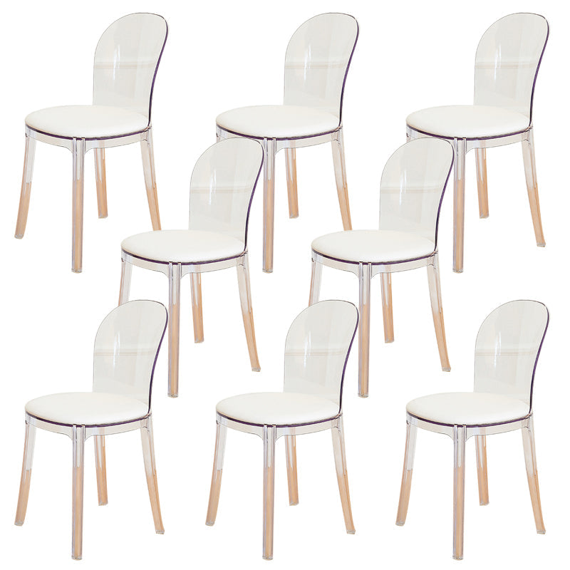 Modern Plastic Side Chair Modern Low Back Armless Chair for Dining Room Clear Upholstered Chair(s) 8 Piece Set Clearhalo 'Dining Chairs' 'Dining Tables & Seating' 'dining_chair' 'furn' 'furn_dining_chair' 'Furniture' 'Kitchen & Dining Furniture' 6911400