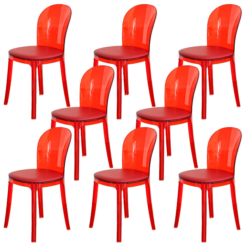 Modern Plastic Side Chair Modern Low Back Armless Chair for Dining Room Red Upholstered Chair(s) 8 Piece Set Clearhalo 'Dining Chairs' 'Dining Tables & Seating' 'dining_chair' 'furn' 'furn_dining_chair' 'Furniture' 'Kitchen & Dining Furniture' 6911401