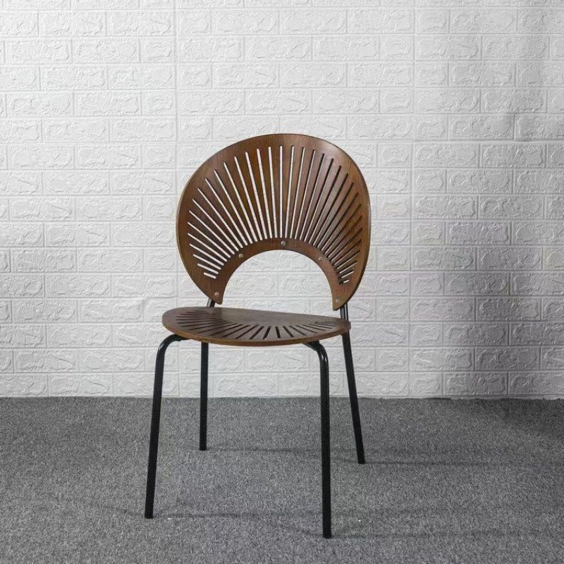 Metal Base Dining Chairs Industrial Style Open Back Armless Chair