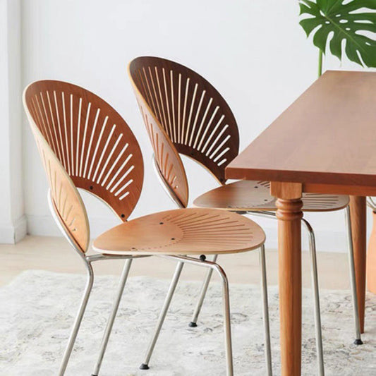 Sedie da pranzo a base di metallo sedia a bracciole aperto in stile industriale