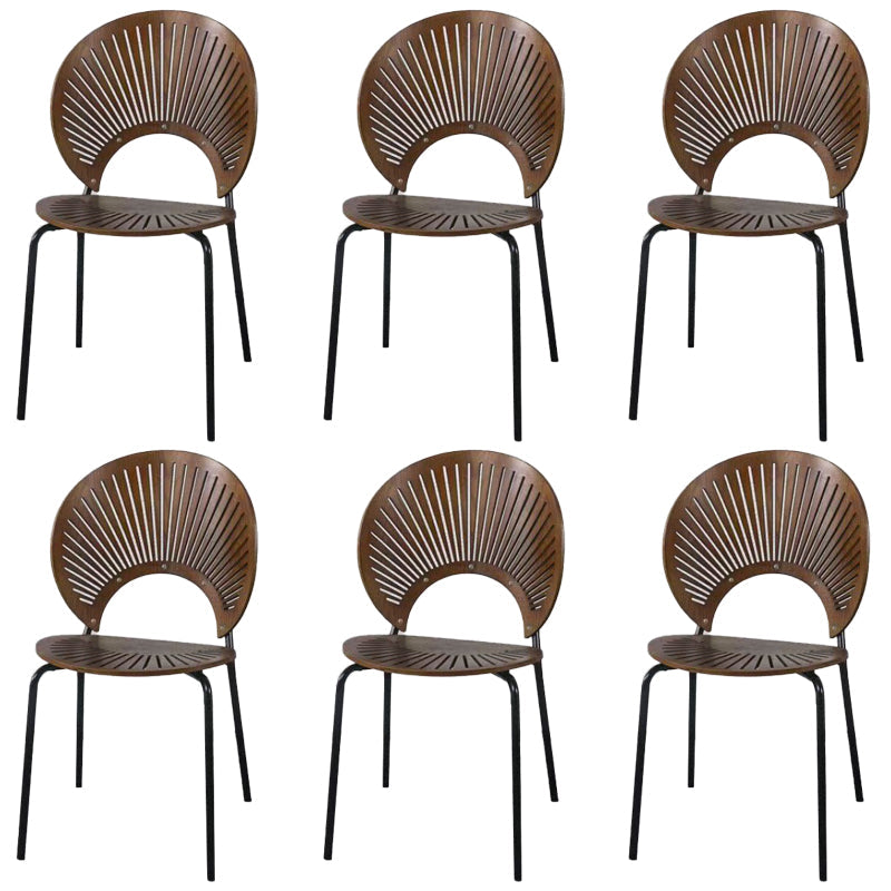 Metal Base Dining Chairs Industrial Style Open Back Armless Chair