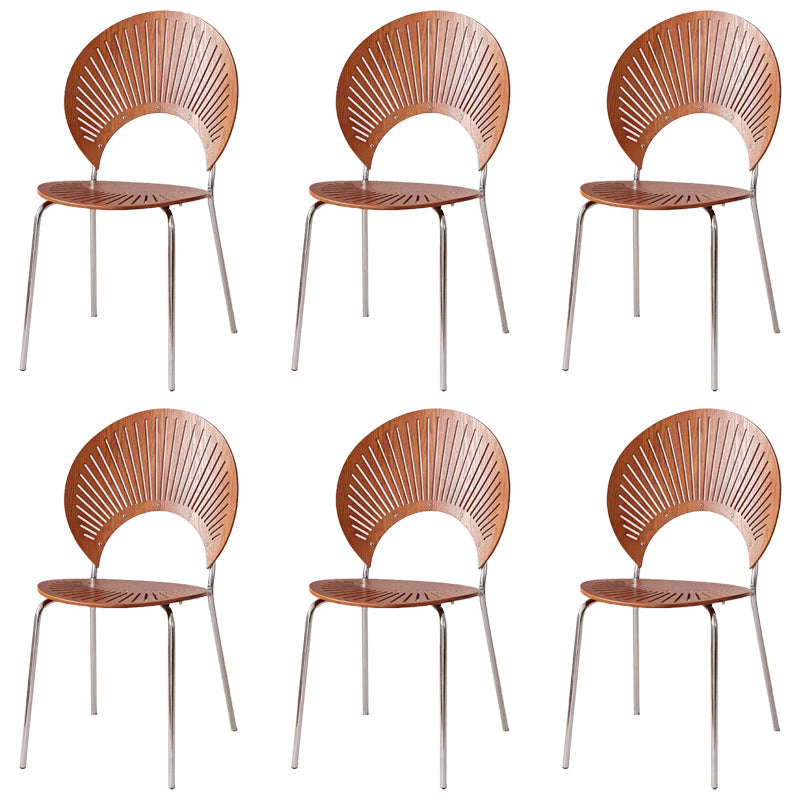 Metal Base Dining Chairs Industrial Style Open Back Armless Chair