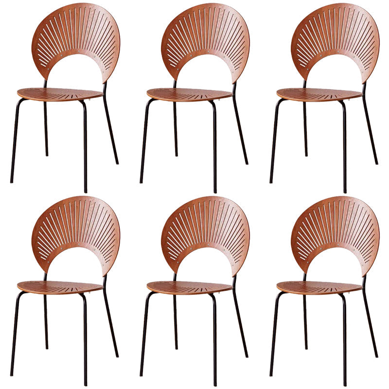 Metal Base Dining Chairs Industrial Style Open Back Armless Chair