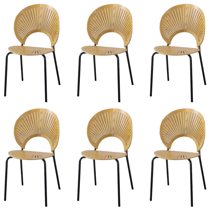 Metal Base Dining Chairs Industrial Style Open Back Armless Chair
