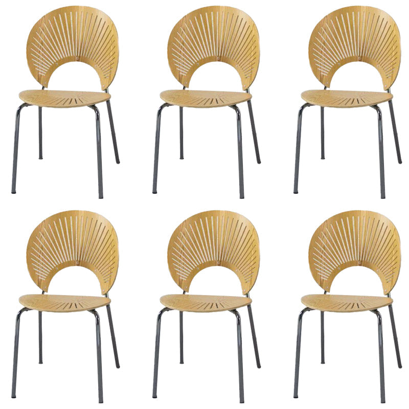 Metal Base Dining Chairs Industrial Style Open Back Armless Chair