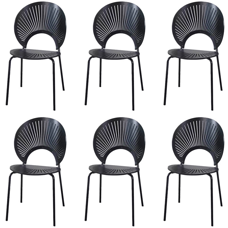 Metal Base Dining Chairs Industrial Style Open Back Armless Chair