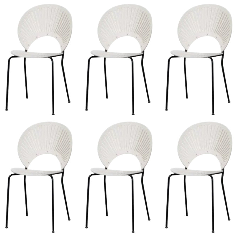 Metal Base Dining Chairs Industrial Style Open Back Armless Chair
