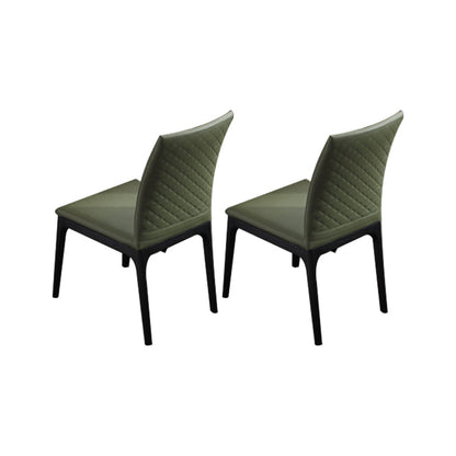 Contemporary Dining Chairs Upholstered Chairs with Wood Base Green 2 Piece Set Clearhalo 'Dining Chairs' 'Dining Tables & Seating' 'dining_chair' 'furn' 'furn_dining_chair' 'Furniture' 'Kitchen & Dining Furniture' 6911496