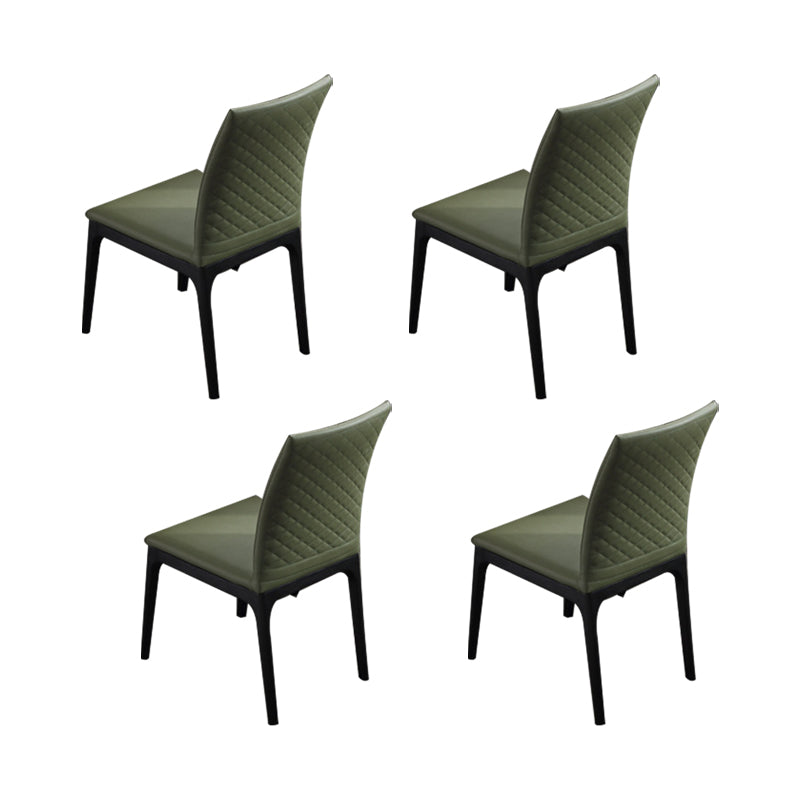 Contemporary Dining Chairs Upholstered Chairs with Wood Base Green 4 Piece Set Clearhalo 'Dining Chairs' 'Dining Tables & Seating' 'dining_chair' 'furn' 'furn_dining_chair' 'Furniture' 'Kitchen & Dining Furniture' 6911498