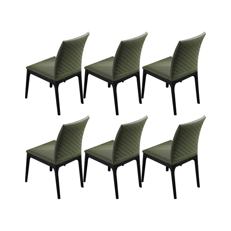 Contemporary Dining Chairs Upholstered Chairs with Wood Base Green 6 Piece Set Clearhalo 'Dining Chairs' 'Dining Tables & Seating' 'dining_chair' 'furn' 'furn_dining_chair' 'Furniture' 'Kitchen & Dining Furniture' 6911500