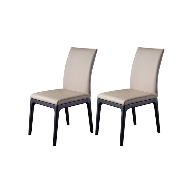 Contemporary Dining Chairs Upholstered Chairs with Wood Base Beige 2 Piece Set Clearhalo 'Dining Chairs' 'Dining Tables & Seating' 'dining_chair' 'furn' 'furn_dining_chair' 'Furniture' 'Kitchen & Dining Furniture' 6911505