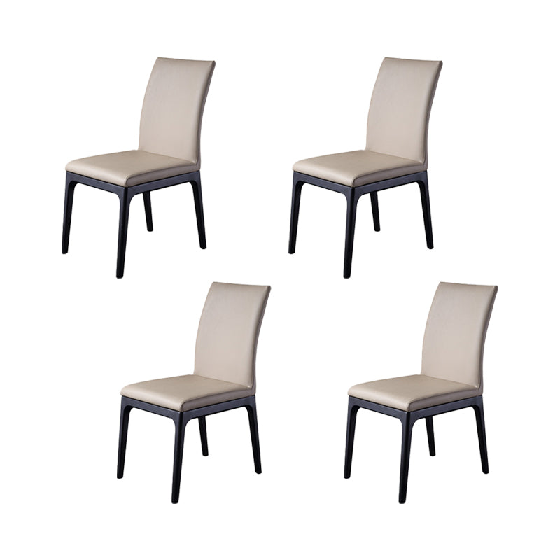 Contemporary Dining Chairs Upholstered Chairs with Wood Base Beige 4 Piece Set Clearhalo 'Dining Chairs' 'Dining Tables & Seating' 'dining_chair' 'furn' 'furn_dining_chair' 'Furniture' 'Kitchen & Dining Furniture' 6911507