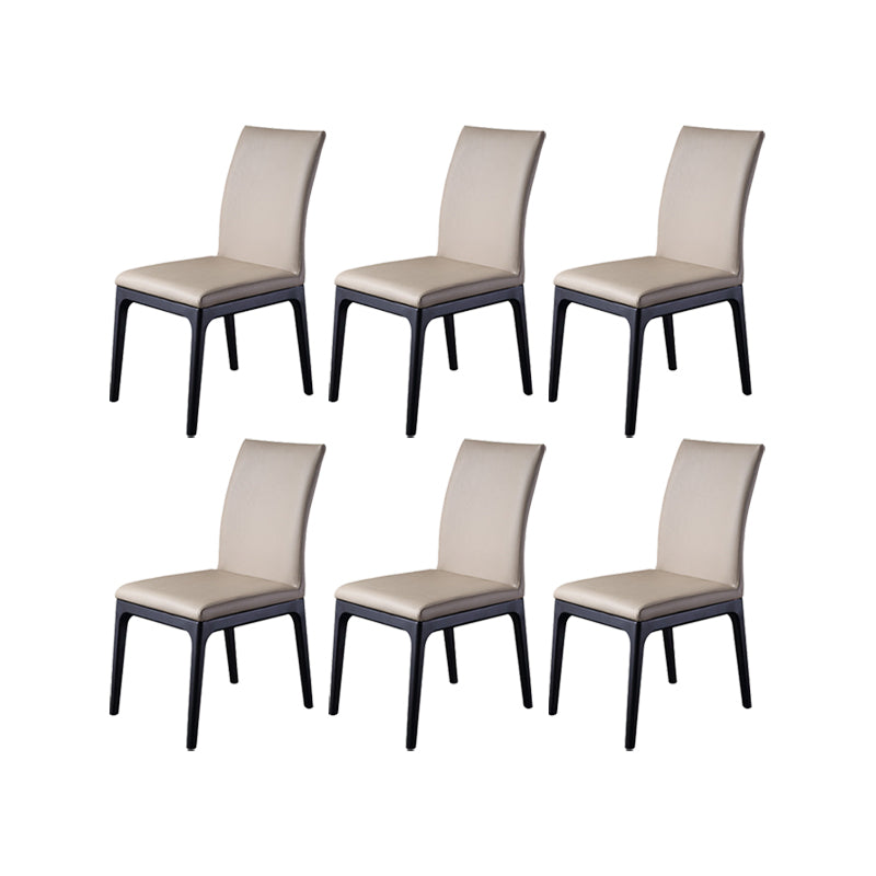 Contemporary Dining Chairs Upholstered Chairs with Wood Base Beige 6 Piece Set Clearhalo 'Dining Chairs' 'Dining Tables & Seating' 'dining_chair' 'furn' 'furn_dining_chair' 'Furniture' 'Kitchen & Dining Furniture' 6911509