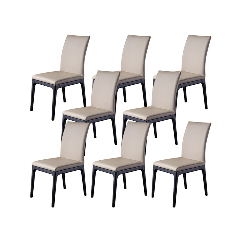 Contemporary Dining Chairs Upholstered Chairs with Wood Base Beige 8 Piece Set Clearhalo 'Dining Chairs' 'Dining Tables & Seating' 'dining_chair' 'furn' 'furn_dining_chair' 'Furniture' 'Kitchen & Dining Furniture' 6911511