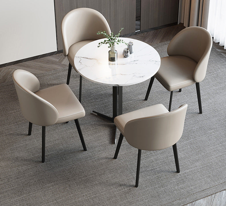 Chaises de salle à manger de cuisine en simili cuir, chaises contemporaines avec pieds en métal noir