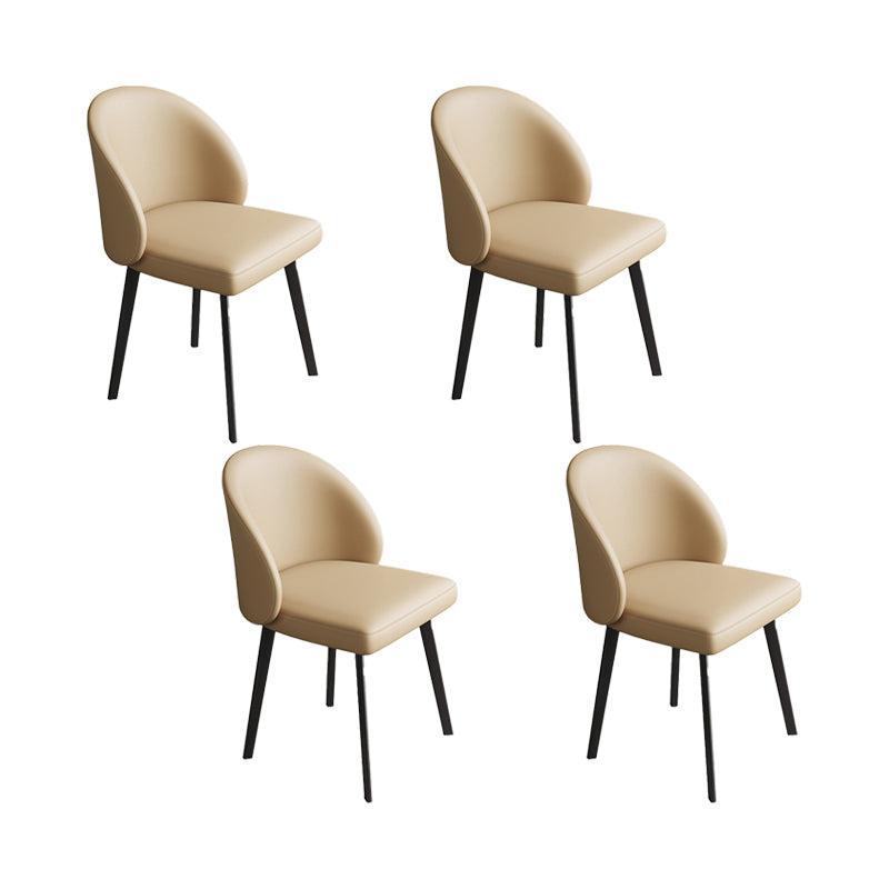 Chaises de salle à manger de cuisine en simili cuir, chaises contemporaines avec pieds en métal noir